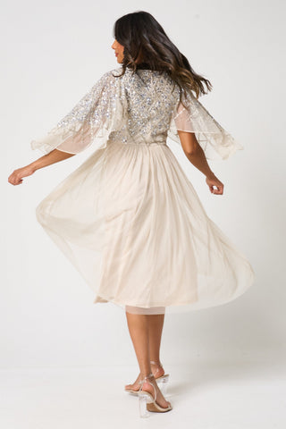 Kathryn Nude Sequin Midi Dress – Frock and Frill