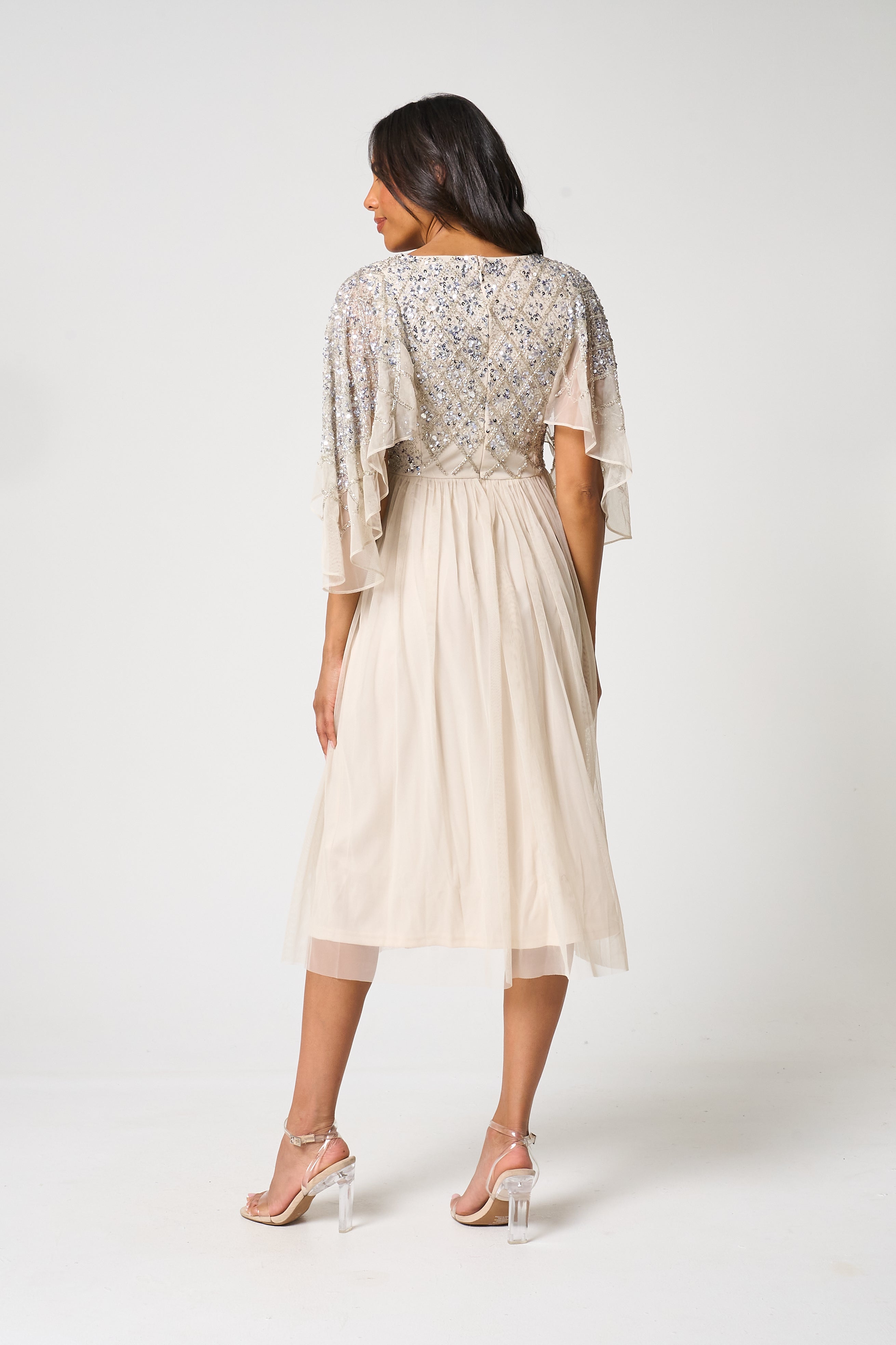 Kathryn Nude Sequin Midi Dress