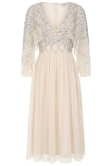 Kathryn Nude Sequin Midi Dress