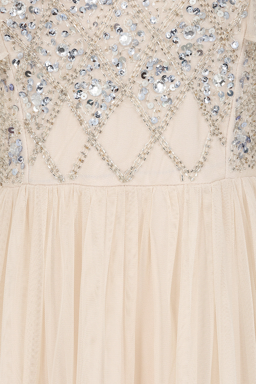 Kathryn Nude Sequin Midi Dress