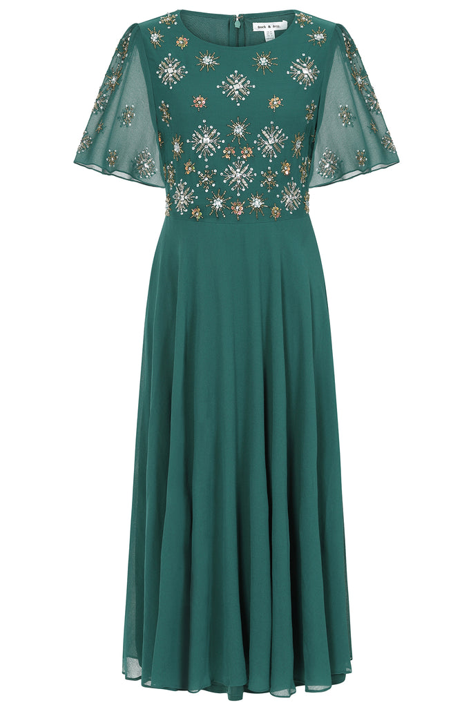 Kelby Embellished Midi Dress - Alpine Green