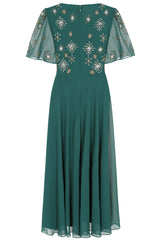 Kelby Embellished Midi Dress - Alpine Green