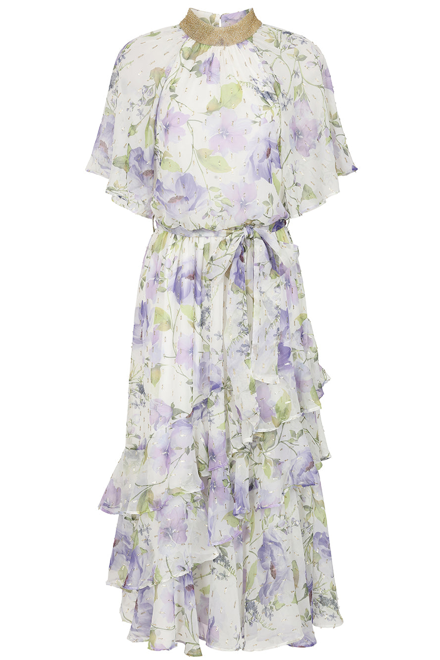 kelda floral midi dress Kelda White Floral Print Midi Dress Frock and Frill