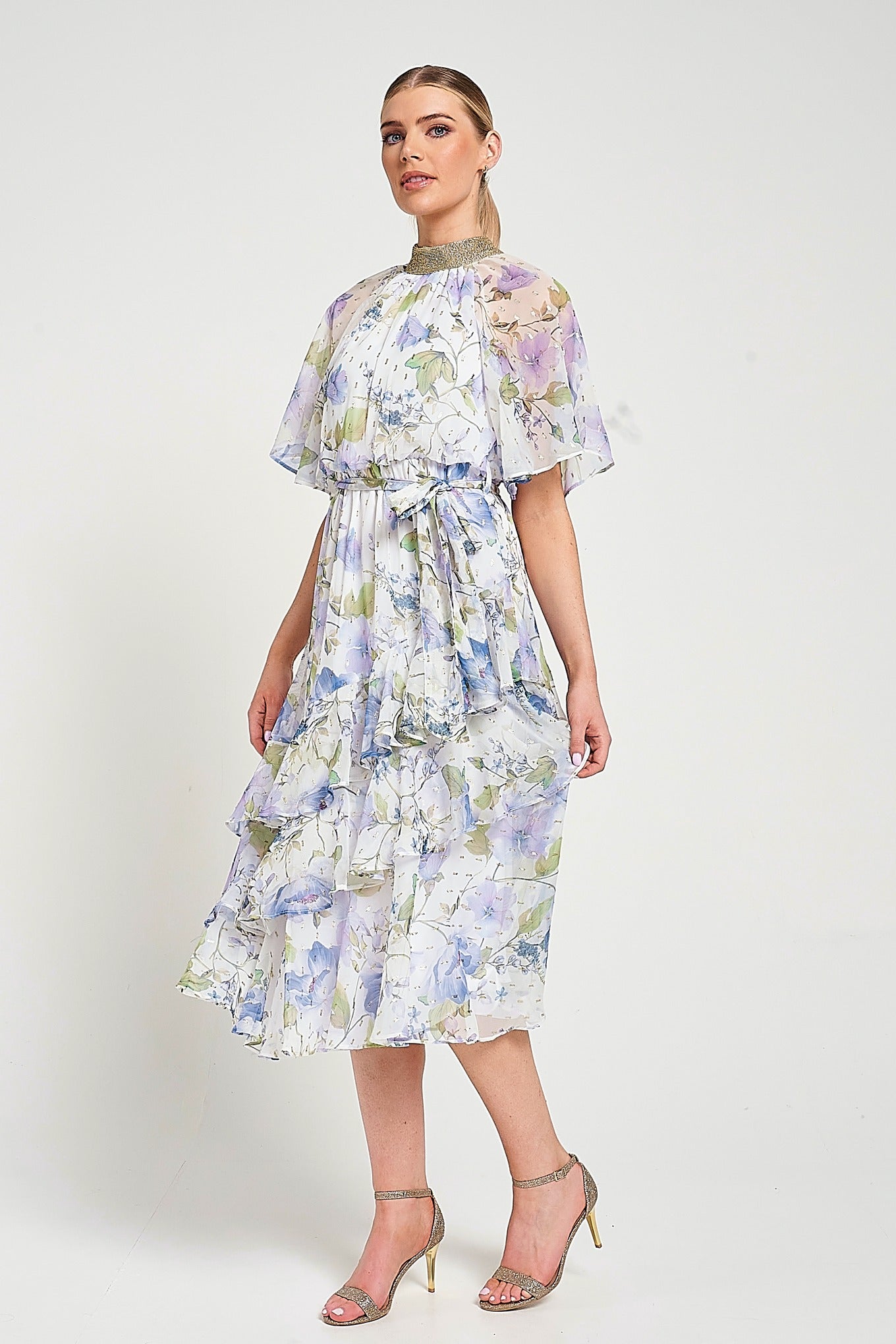 Kelda White Floral Print Midi Dress – Frock and Frill