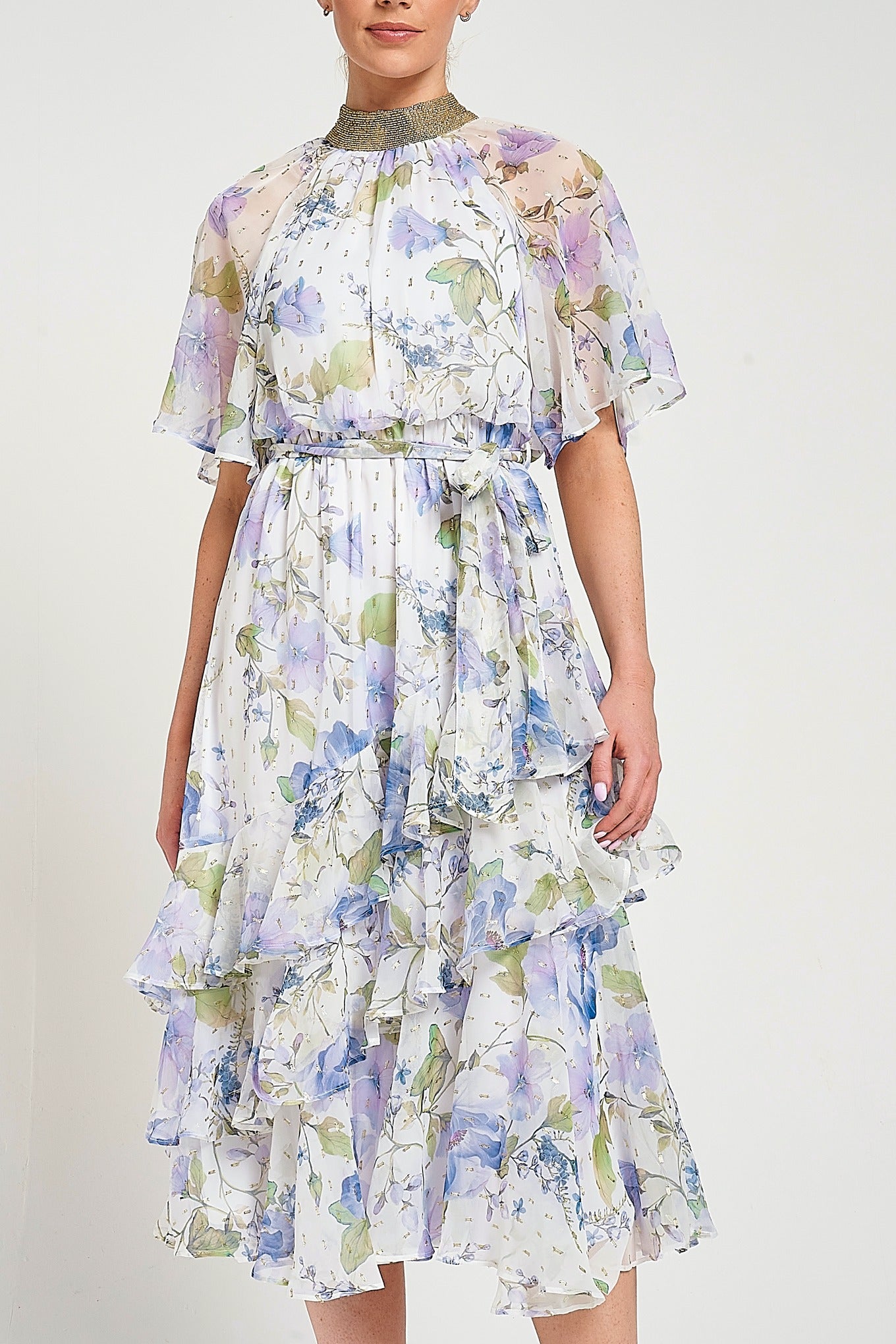 Kelda White Floral Print Midi Dress – Frock and Frill