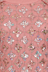 Kezia Pink Embellished Cape Sleeve Maxi Dress