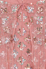 Kezia Pink Embellished Cape Sleeve Maxi Dress