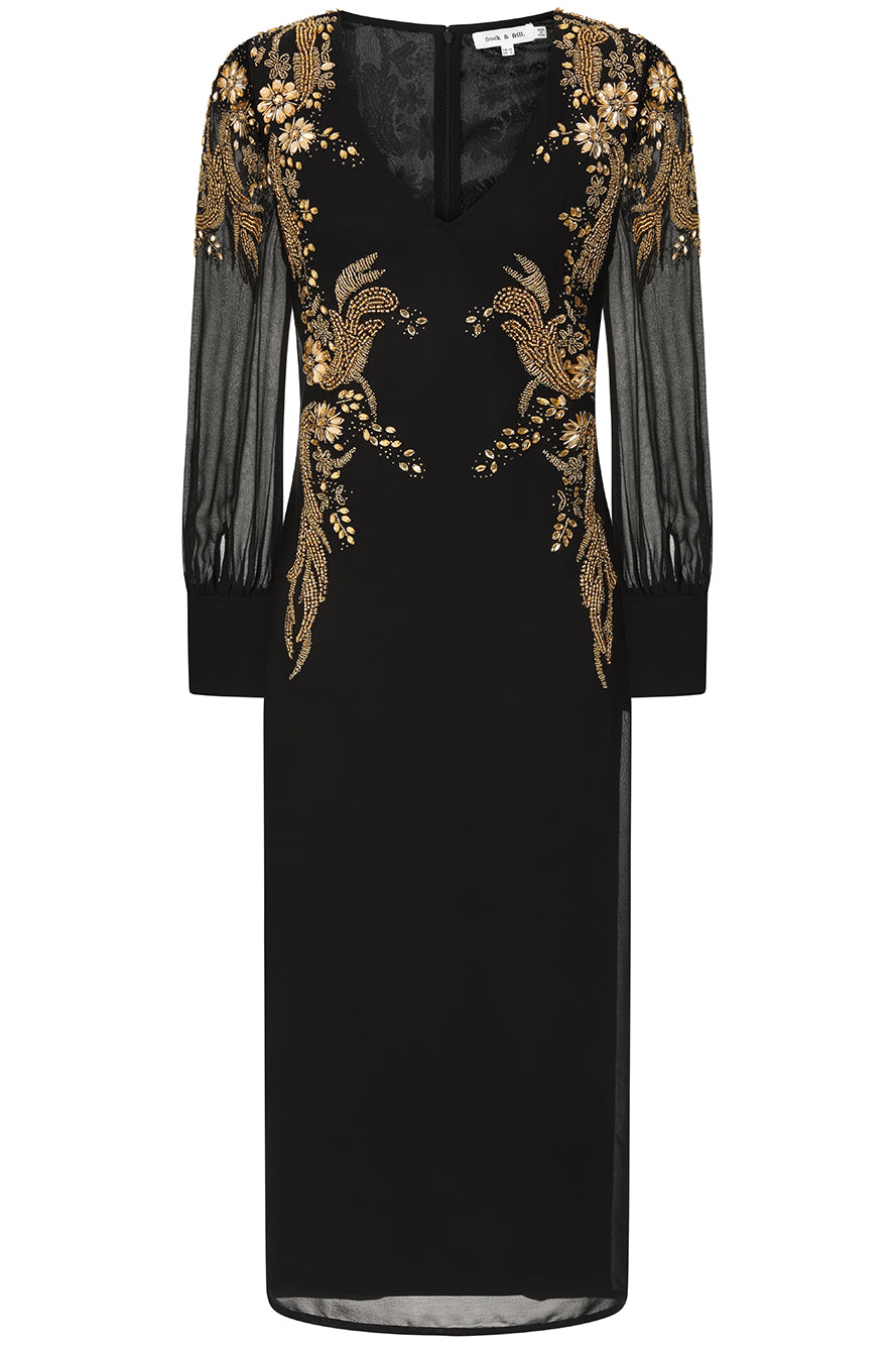 Kiah Black Embellished Midi Dress Frock and Frill Kiah Black Embellished Midi Dress Frock and Frill
