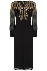 Kiah Black Embellished Midi Dress