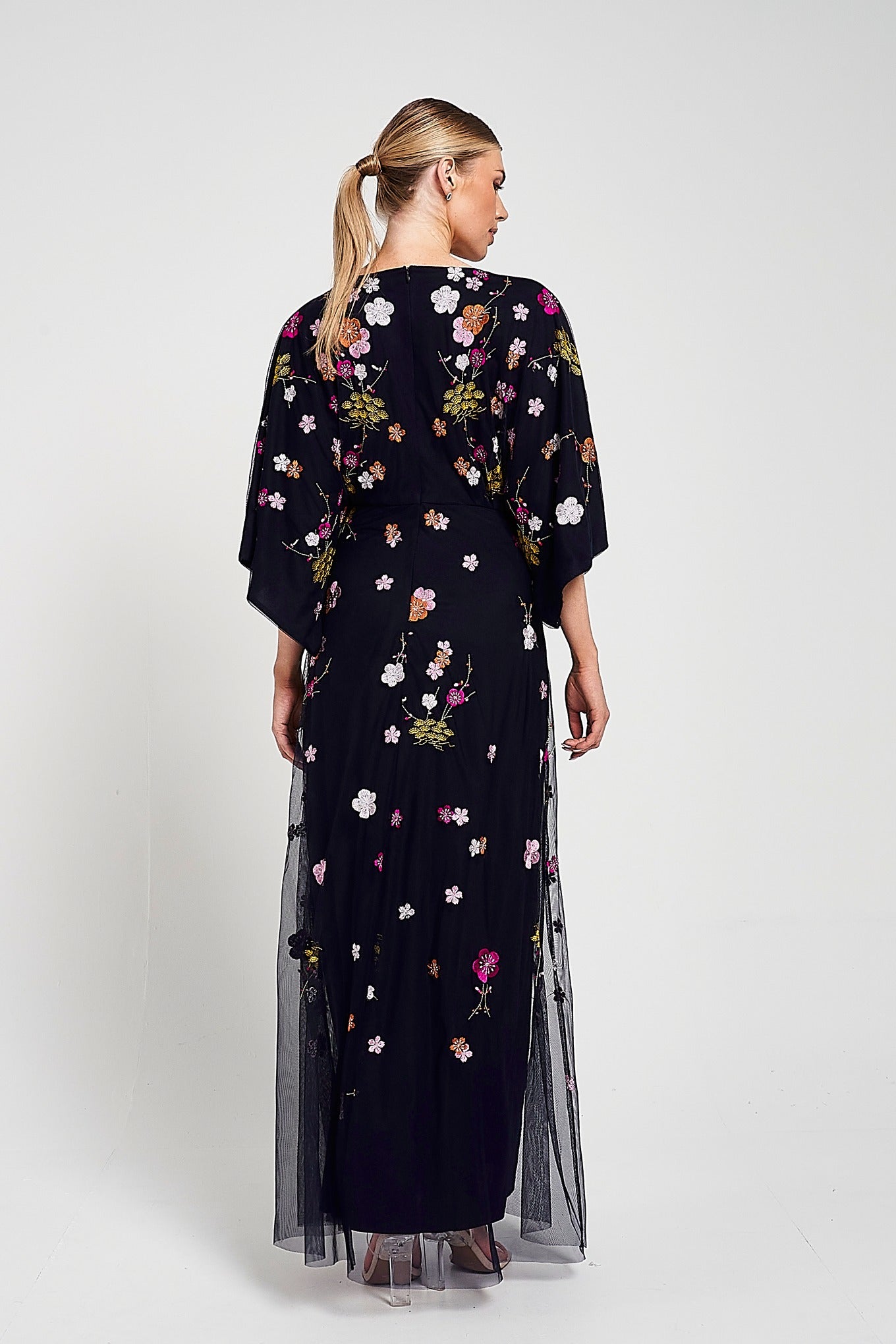 Lana Floral Embroidered Maxi Dress - Navy