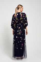Lana Floral Embroidered Maxi Dress - Navy