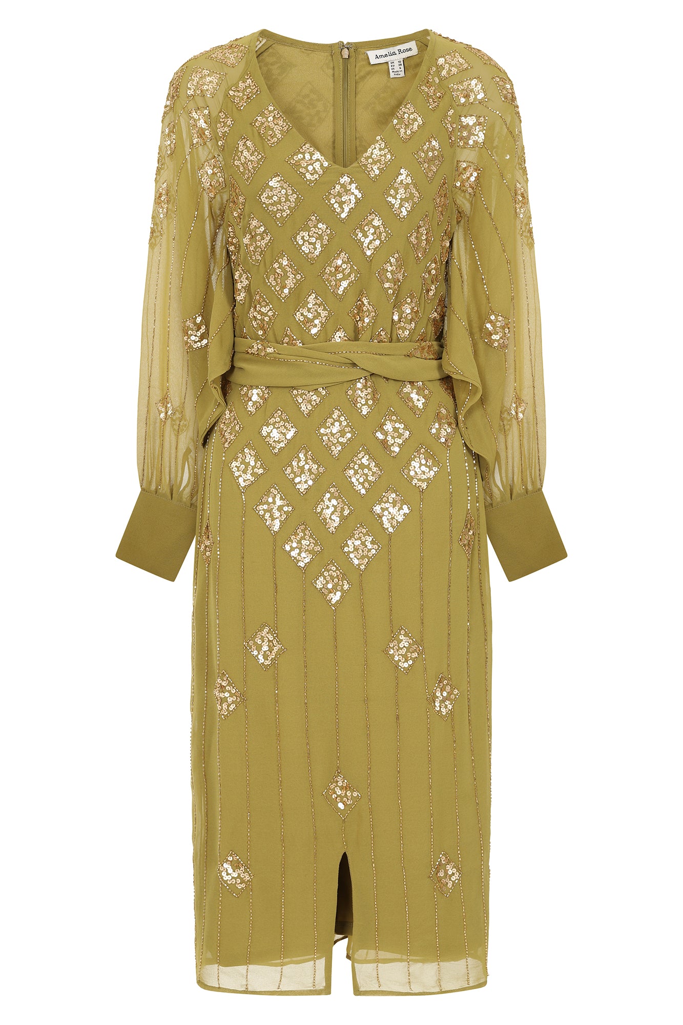 Laurie Sequin Midi Dress in Willow Green