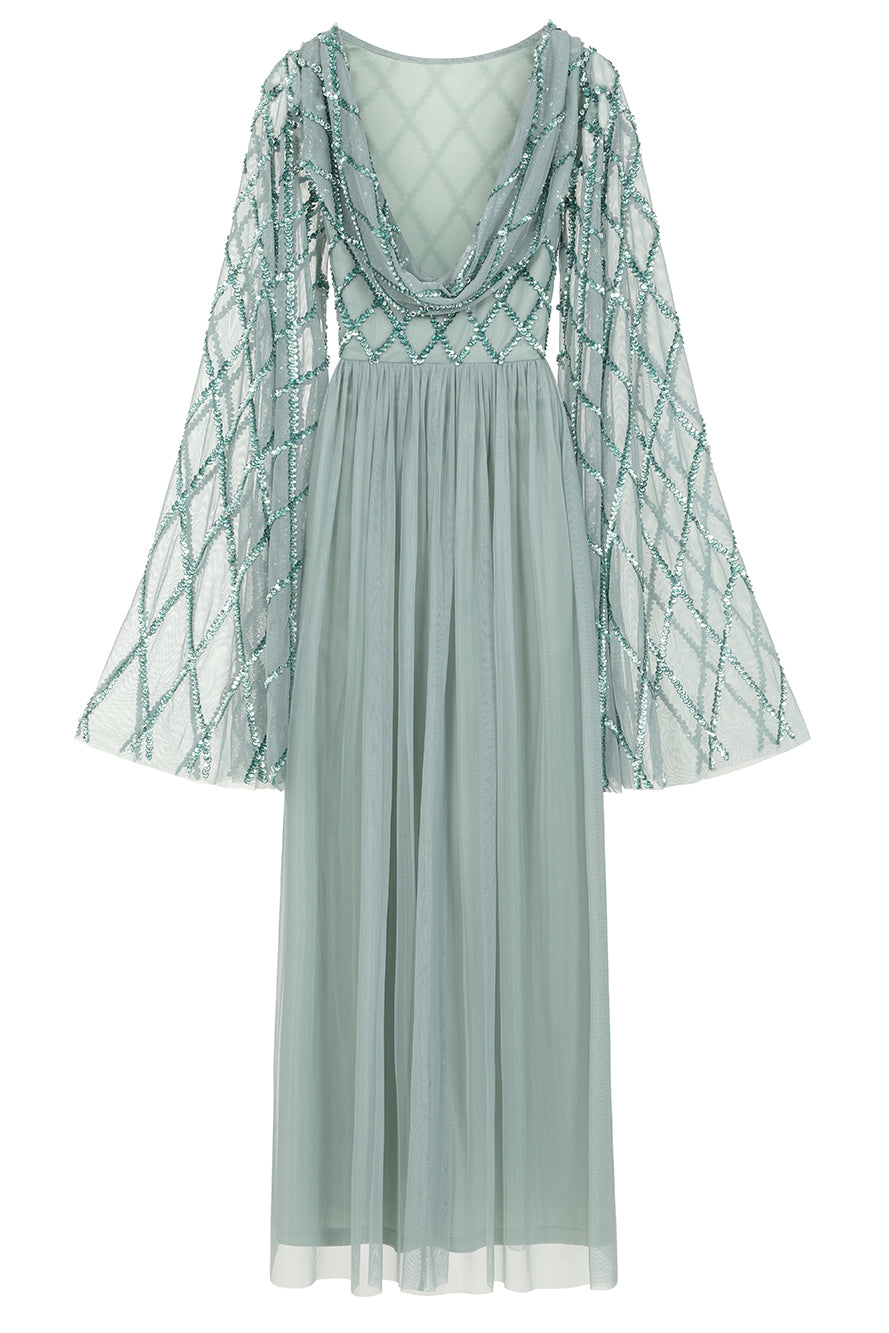 sage sequin maxi dress Coast Women's Chiffon Cape Style Sequin Maxi Dress in Sage