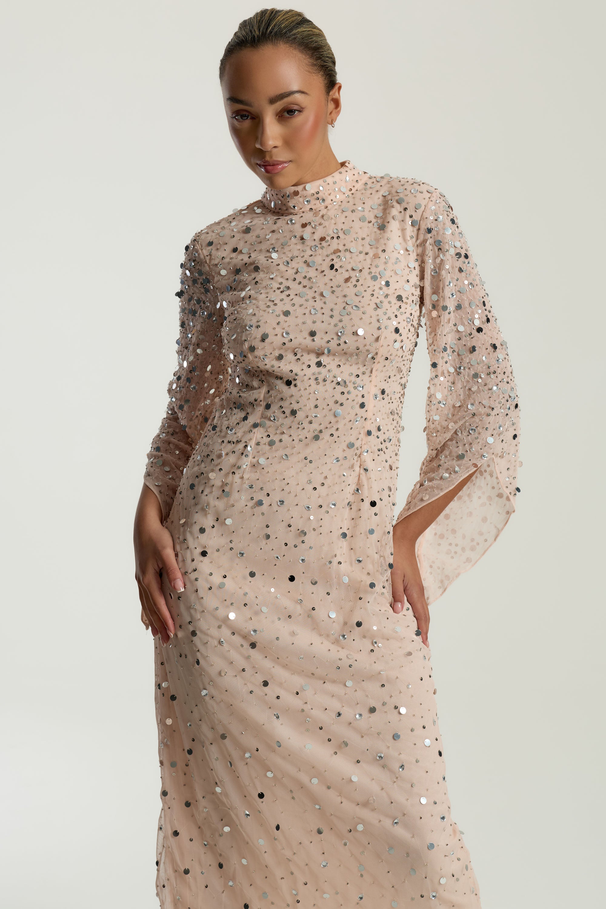 Leah Blush Sequin Midi Dress