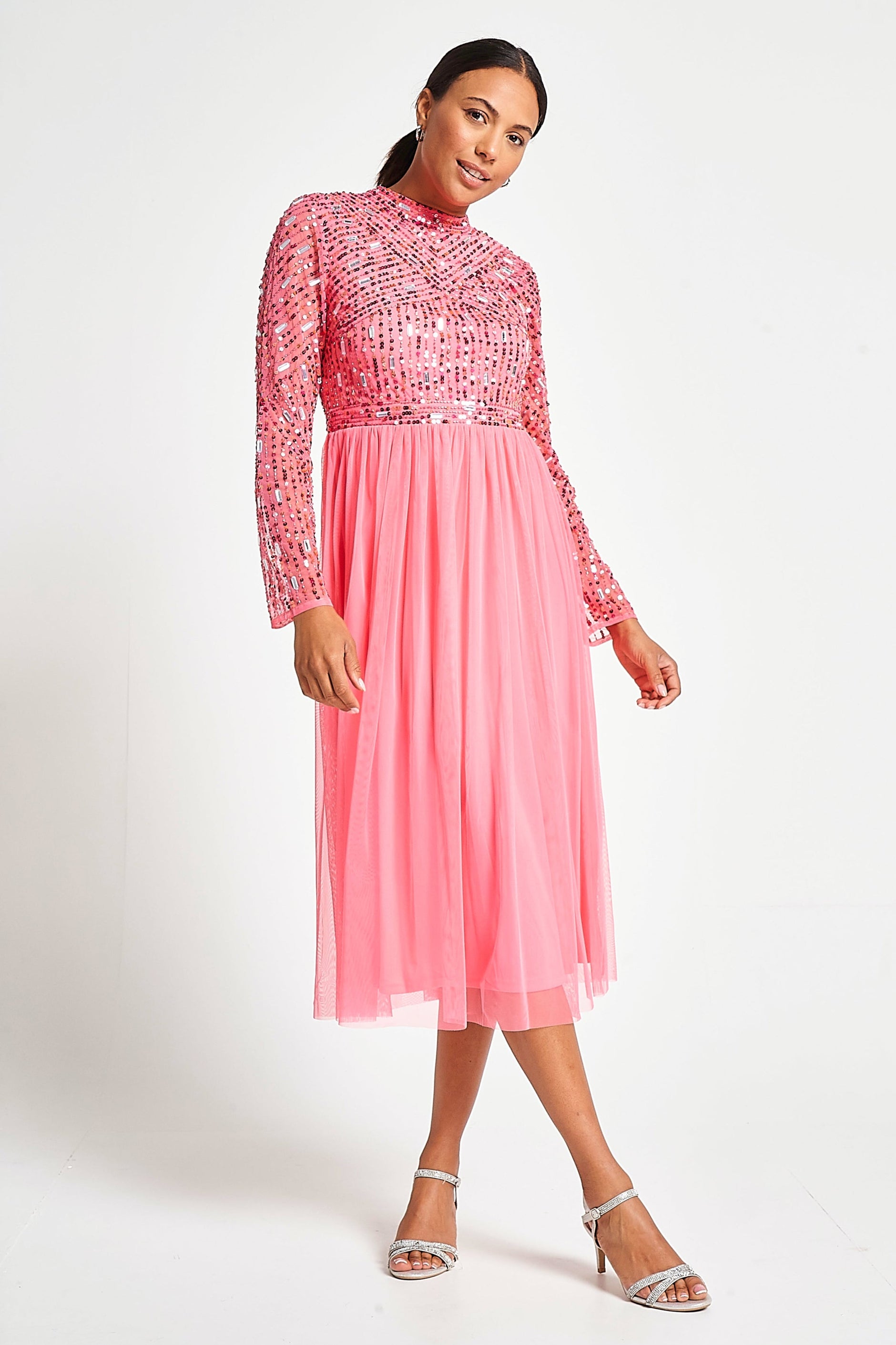 strapless open back dress Blush Pink Formal Maxi Dresses Open Back Lace Sleeve Beach Wedding Guest Dresses APD3449 main image 1