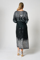 Lena Black Sequin Midi Dress