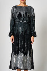 Lena Black Sequin Midi Dress