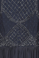 Leona Navy Embellished Cape Sleeve Maxi Dress
