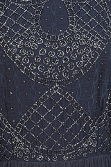 Leona Navy Embellished Cape Sleeve Maxi Dress