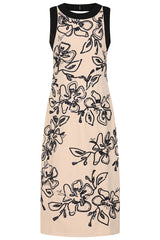 Lexi Nude and Black Floral Sequin Midi Dress
