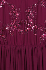 Leya Wine Purple Embellished Maxi Dress