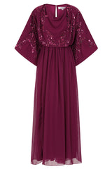 Leya Wine Purple Embellished Maxi Dress