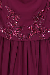 Leya Wine Purple Embellished Maxi Dress