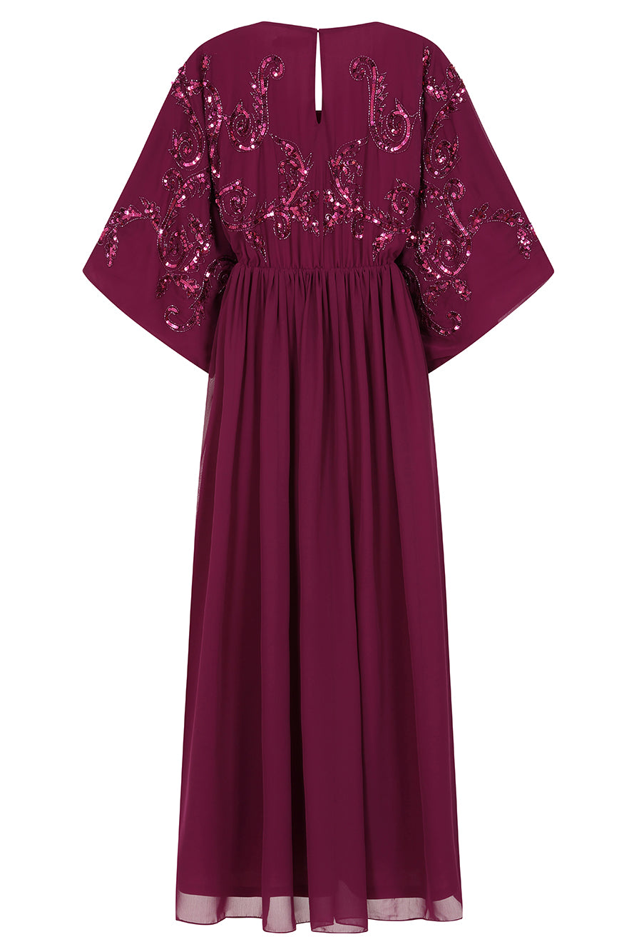 Leya Wine Purple Embellished Maxi Dress