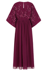 Leya Wine Purple Embellished Maxi Dress