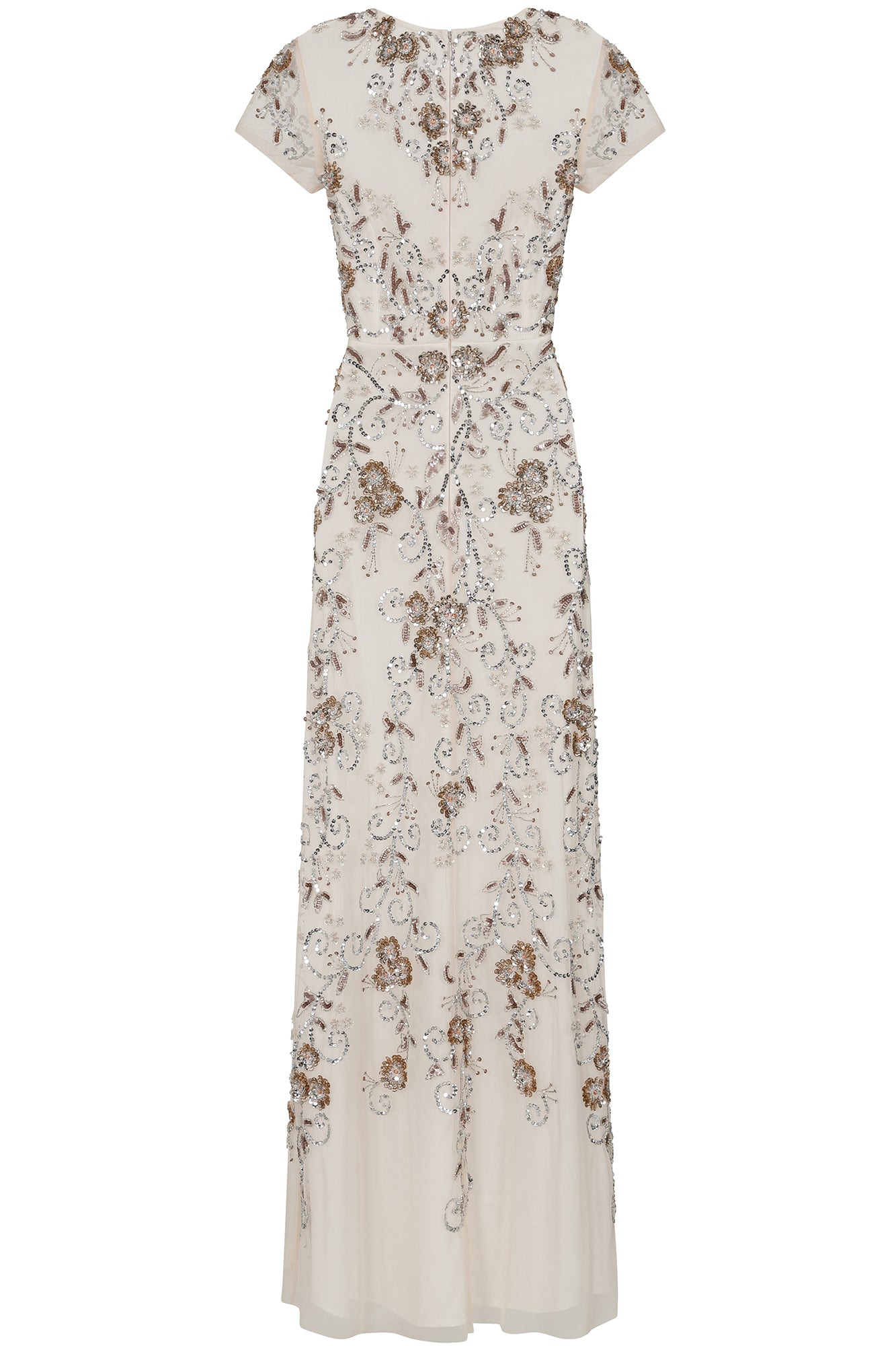 Liana Floral Embellished Maxi Dress - Cream Beige 