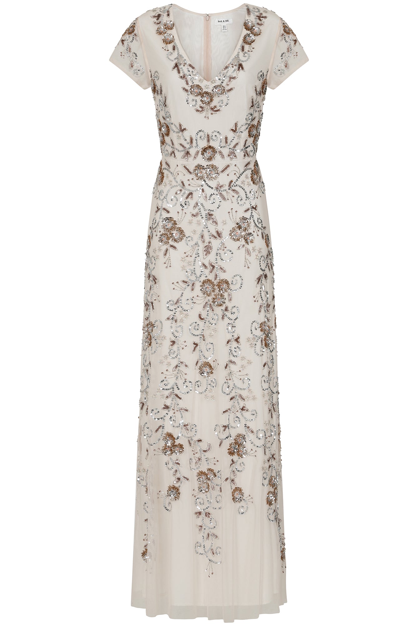 Liana Floral Embellished Maxi Dress - Cream Beige 