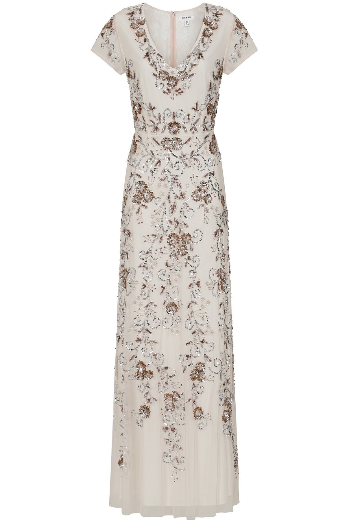 Liana Floral Embellished Maxi Dress - Cream Beige 