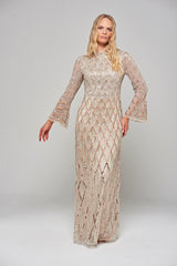 Lillian Ombre Embellished Maxi Dress - Nude