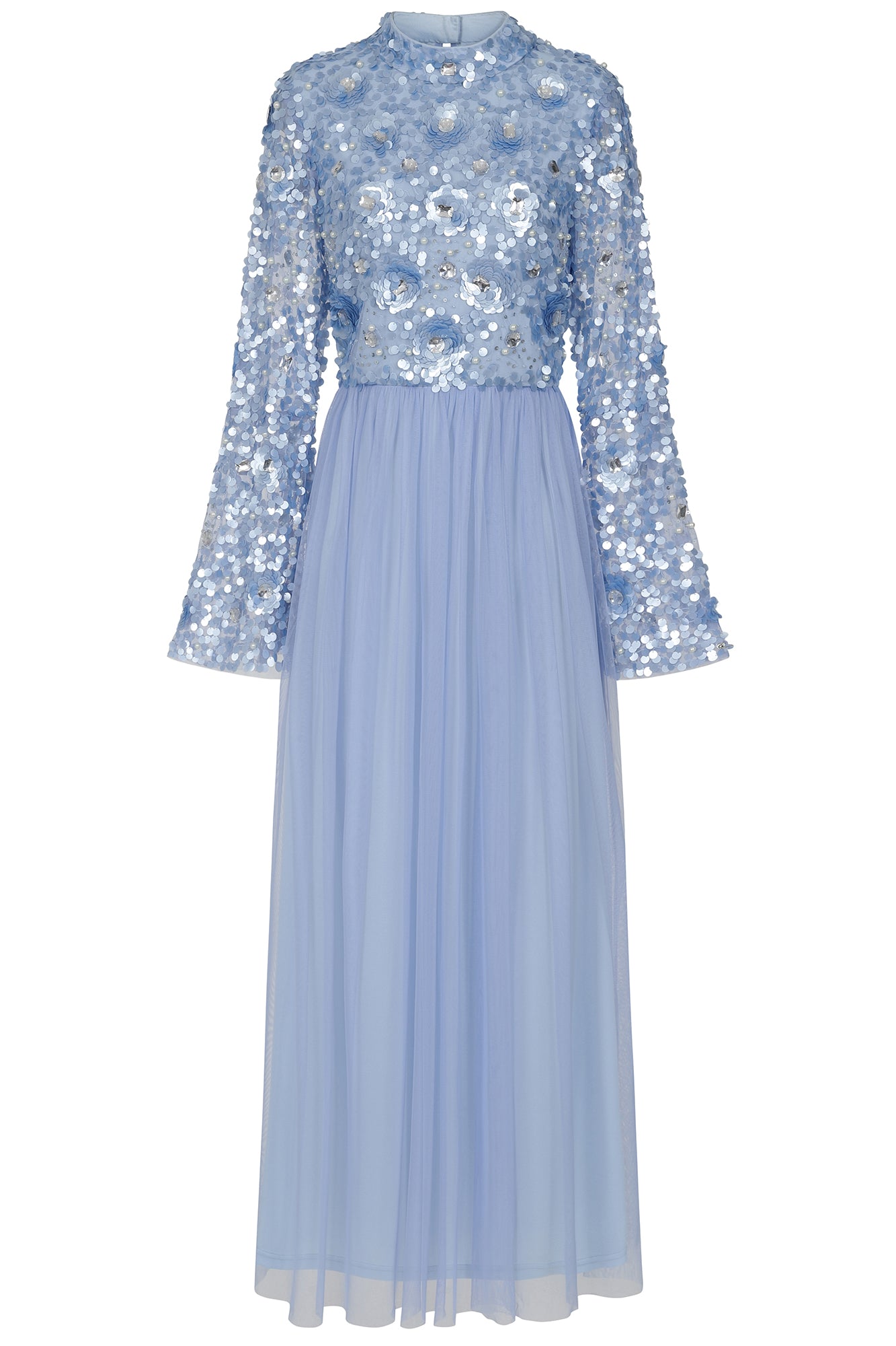 Lillie Blue Floral Embellished Maxi Dress