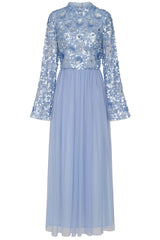 Lillie Blue Floral Embellished Maxi Dress