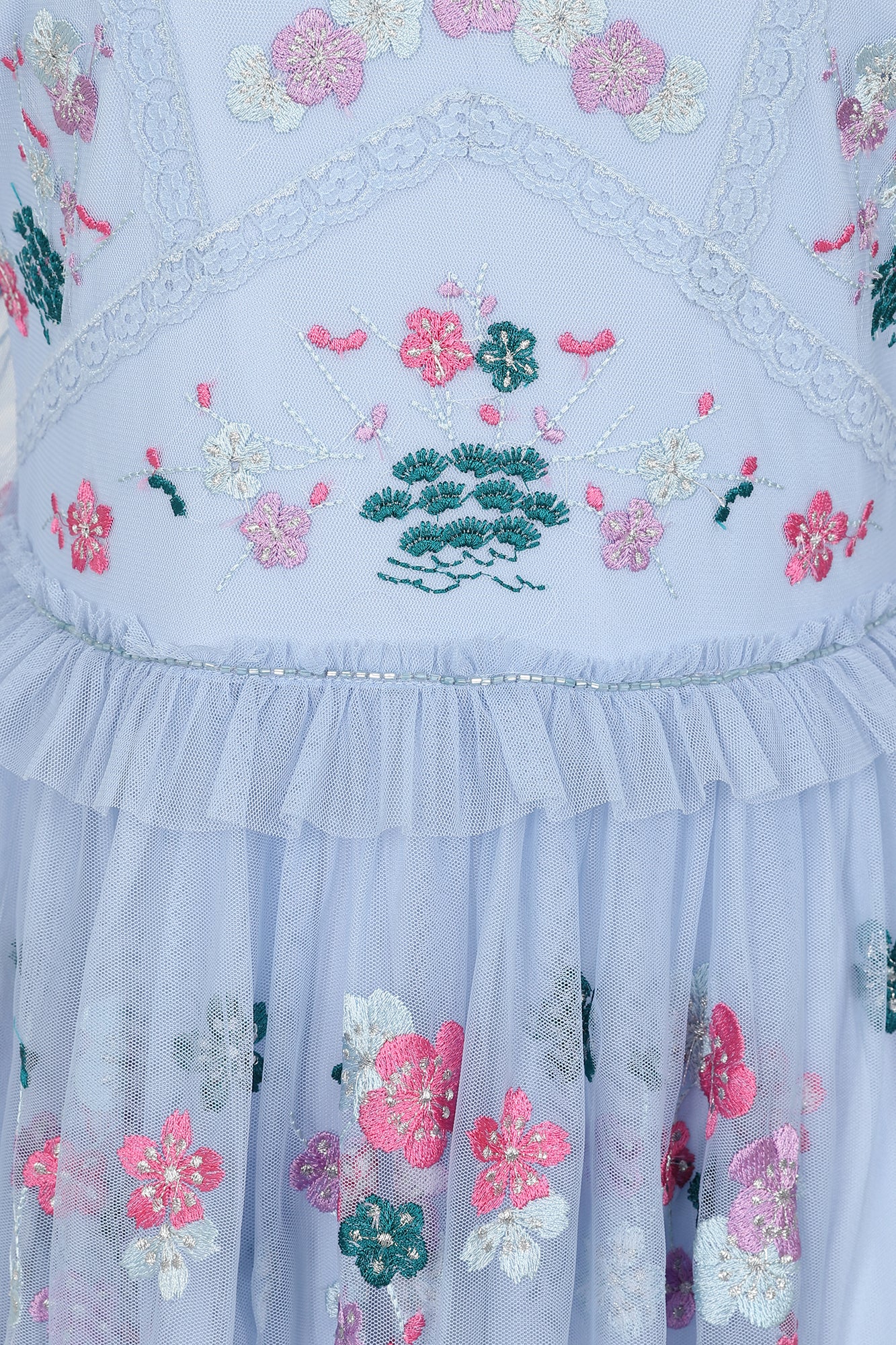 Linnea Light Blue Floral Embroidered Maxi Dress Frock and Frill Linnea Light Blue Floral Embroidered Maxi Dress Frock and Frill