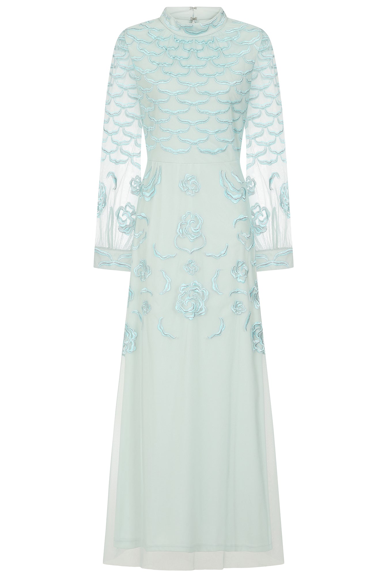 Loretta Embroidered Maxi Dress - Aqua