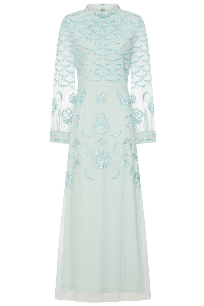 Loretta Embroidered Maxi Dress - Aqua