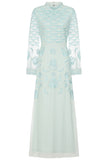 Loretta Aqua Embroidered Maxi Dress