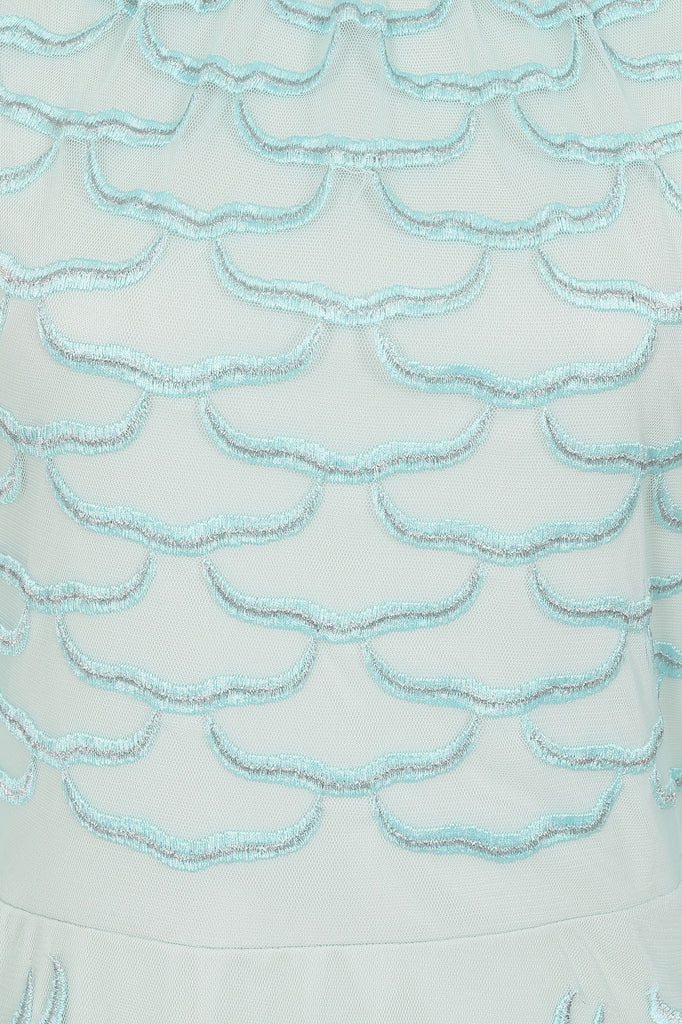 Loretta Embroidered Maxi Dress in Aqua