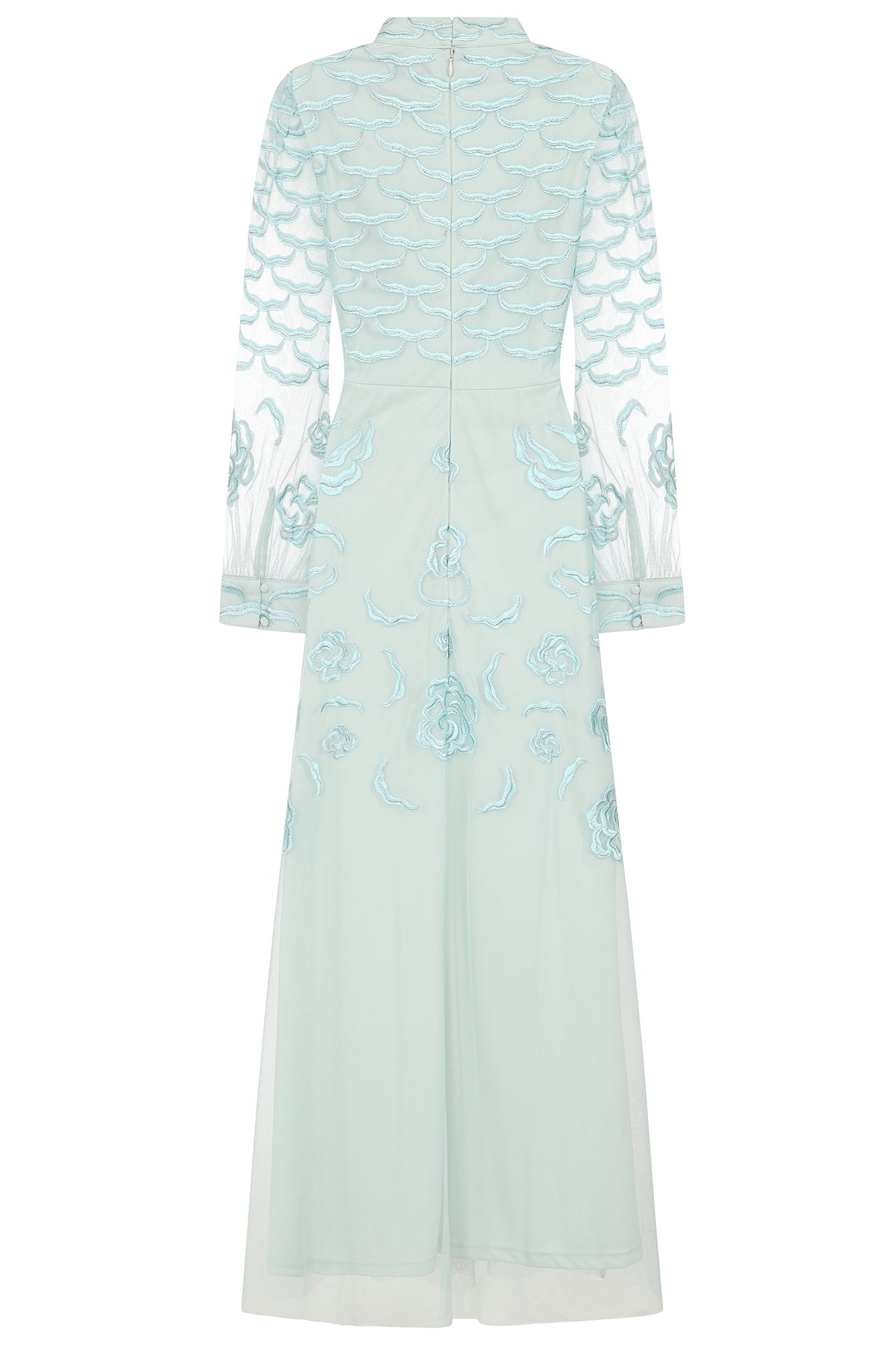 Loretta Embroidered Maxi Dress in Aqua