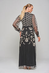 Loretta Embroidered Maxi Dress - Black