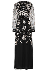 Loretta Embroidered Maxi Dress - Black