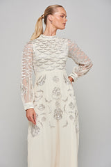 Loretta Embroidered Maxi Dress in Cream