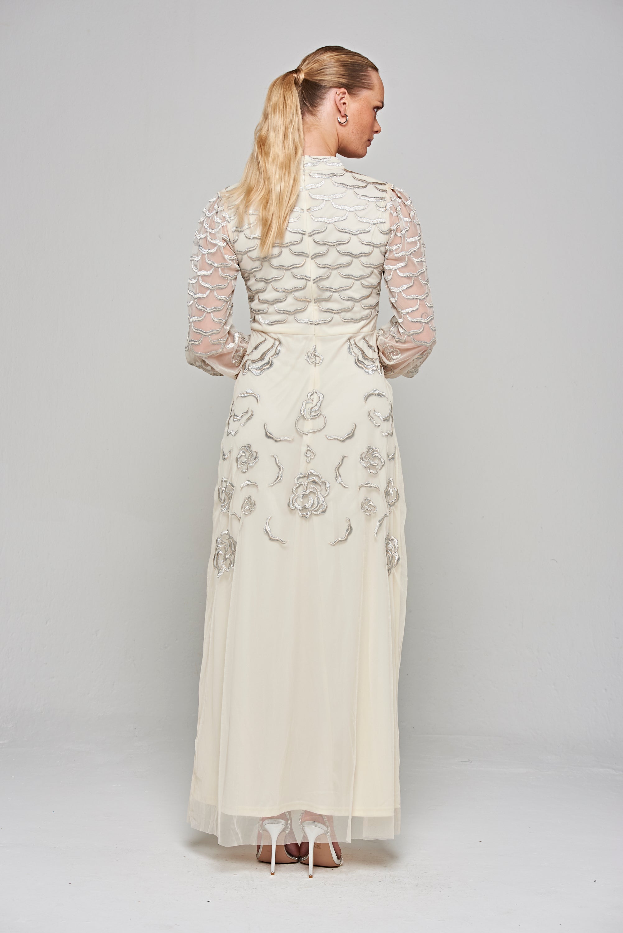 Loretta Embroidered Maxi Dress in Cream