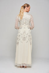 Loretta Embroidered Maxi Dress in Cream