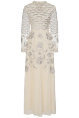 Loretta Embroidered Maxi Dress in Cream