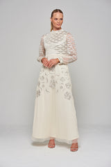 Loretta Embroidered Maxi Dress in Cream