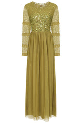 Lorna Sequin Maxi Dress - Willow Green