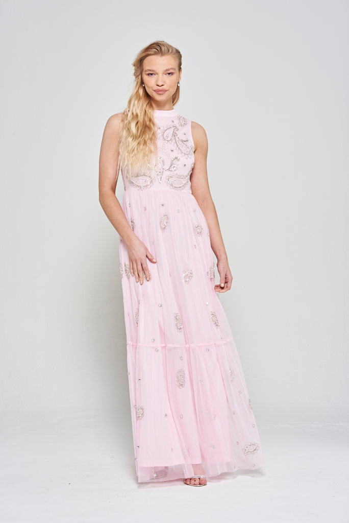Pink embellished maxi dress Clearance